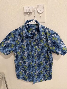 Boy’s wonder nation Blue Palm Tree Print Short-Sleeve Button-Up Shirt